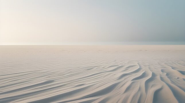 Endless Desert Landscape with Sand Dunes Under Clear Sky.