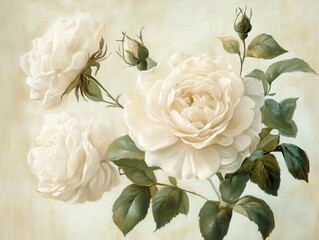 detailed color picture of Roses fleur blanche card design