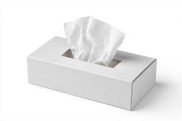 tissue box with soft white tissues partially pulled out