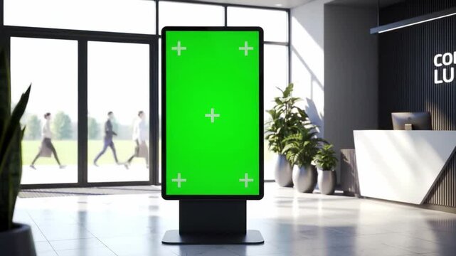 Green Screen Digital Signage in Modern Lobby