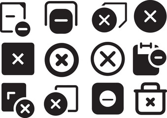 Digital Task Icons: Streamlined digital icons representing a suite of actions, including delete, remove, and cancel functions