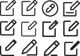 Edit silhouette vector  illustration icon Set of vector in black design style for construction and business use