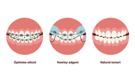 Hawley Retainer Before and After Vector Illustration – Orthodontic Dental Device Comparison