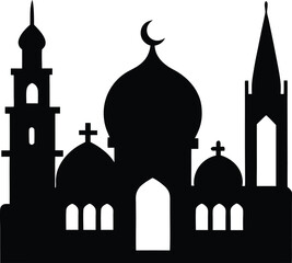 taj mahal silhouette vector illustration on transparent background