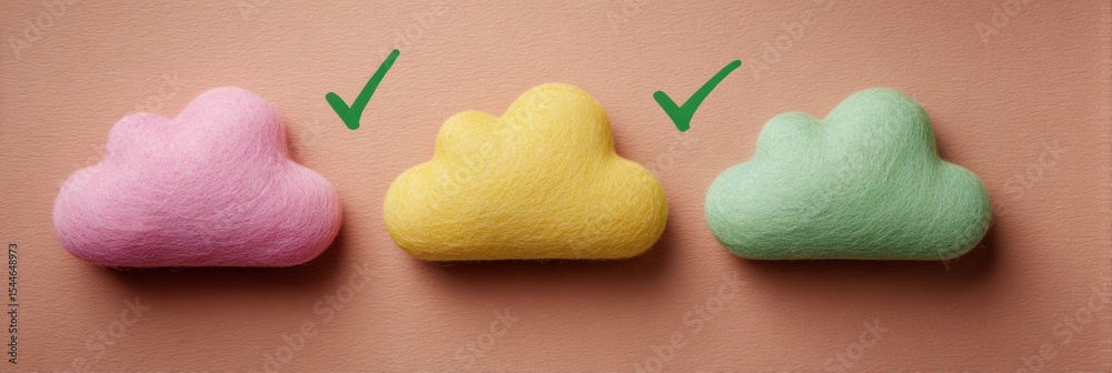 Aufkleber Cloud Storage Safety Checklist With Colorful Felt Clouds Highlighting Important Tips and Reminders for Effective Digital Data Management