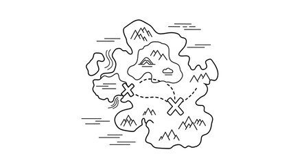 Treasure map illustration vector graphic design template for adventure and discovery theme on transparent background