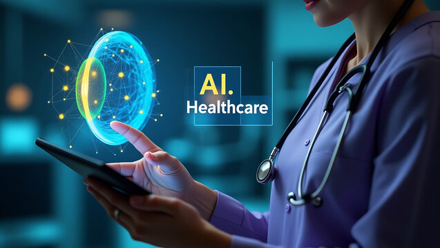 doctor technology dark and african american Asian doctor mri nurse using technology ai artificial intelligence healthcare and gauze medical care