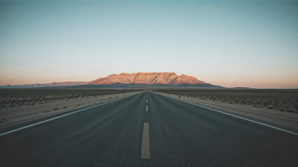 Naklejka premium Long road leading to mountain horizon