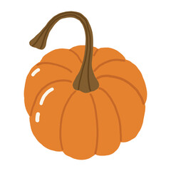 Autumn pumpkin doodle illustration, pumpkin isolated, autumn cozy colored