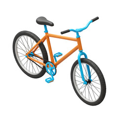 Fototapeta premium Orange and Blue Bike 3D Illustration, Isolated on White or Transparent Background