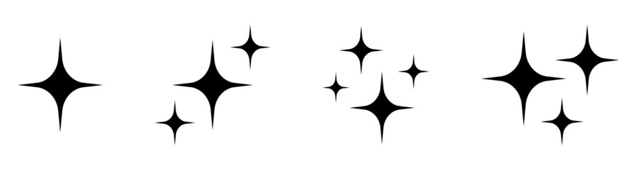 Star icon. Shine icon. Twinkling stars set. Symbol of sparkle, glint, gleam, etc.