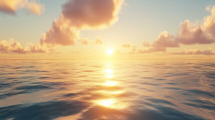 Fototapeta premium sky over calm sea. beach at sunset. sea and sunny sky on horizon over calm water