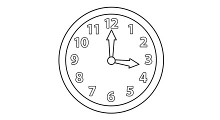 Clock face showing the time three o clock analog clock time telling learning resource on transparent background