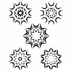 Design vibrant sunburst icons incorporating tribal art & sacred geometry patterns.  Include diverse symbolic elements for a spiritual, cultural feel.