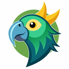 Obraz premium Vibrant cartoon parrot head logo design
