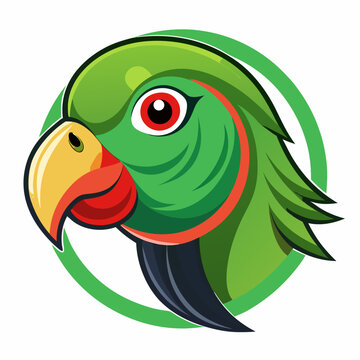 Vibrant green parrot head logo design
