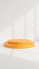 Orange product display podium with window shadow