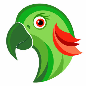 Stylized green parrot head profile illustration