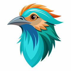 Fototapeta premium Stylized bird head illustration teal and orange