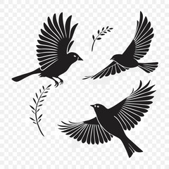 Obraz premium Sparrow Bird Silhouette Vector Sheet - Minimalist Wildlife Shapes
