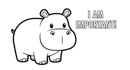 Obraz premium Hippo coloring page for kids: cute cartoon hippopotamus outline drawing for children activity on transparent background