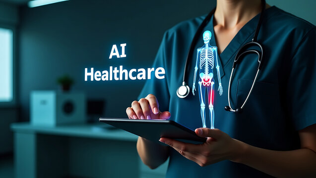 female doctor looking at x ray doctor with stethoscope and medical chart