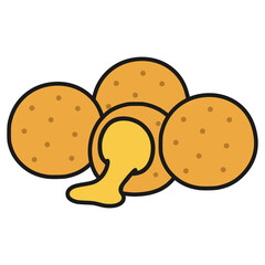 potato cheese ball snack flat color vector illustration template design