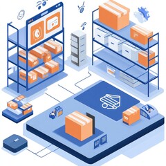 Obraz premium AI for Real-Time Inventory Tracking in E-commerce, Utilizing Machine Learning, IoT, and Predictive Analytics to Optimize Stock Levels, Reduce Stockouts, and Improve Operational Efficiency