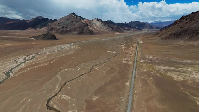 Tajikistan aerial footage of Pamir mountains range in Central Asia Pamir highway 