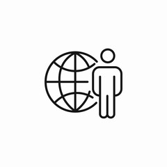 person with globe icon sign vector