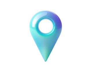 Glossy 3D Location Pin Icon on Transparent Background