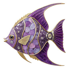 Decorative purple and gold fish art