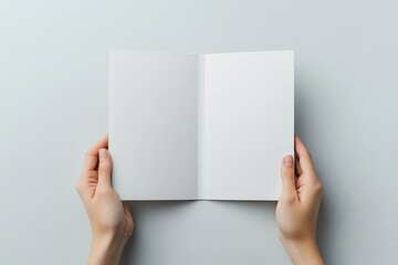 Clear Pixel Picture of Hand Opening Blank White Brochure Booklet Mockup Leaflet Presentation