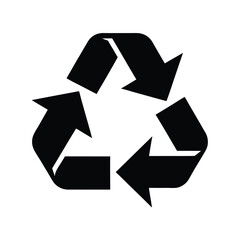 Recycling Symbol Silhouette in Black for Eco-Friendly and Sustainability Design Projects
