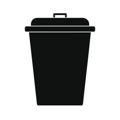 Minimal Trash Can with Lid Silhouette in Black for Cleanliness, Waste, and Sanitation Themes