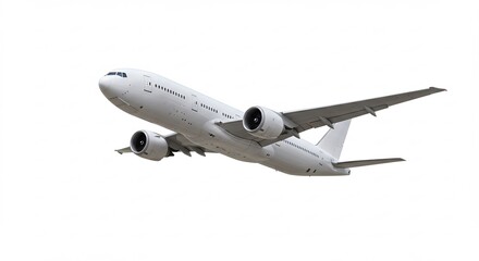 Obraz premium 白い旅客機 高く滑らかに飛行 青空背景 力強い翼. AI Generated