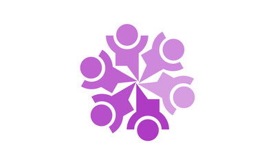 6 People Teamwork Logo Design – Abstract Circular Group of Six Figures Representing Unity, Collaboration, and Community