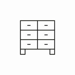 six drawer dresser icon sign vector