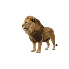 Obraz premium Majestic male african lion standing isolated on white
