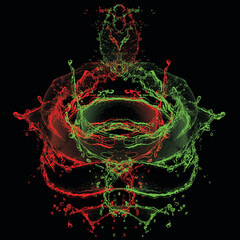 Red and Green Water Splash Art