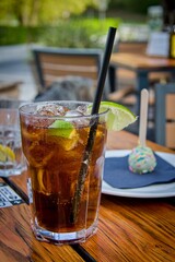 Relaxing in a restaurant - refreshing beverages - cuba libre and cafe latte