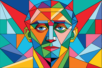 Abstract polygonal face of the Egyptian pharaoh. Vector illustration