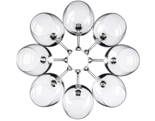 Wine Glasses with Red and White Wine, Light Reflections and Toasting Gesture, transparent background