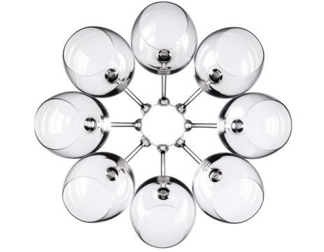 Wine Glasses with Red and White Wine, Light Reflections and Toasting Gesture, transparent background