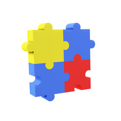 3D puzzle block icon in vibrant colors / Ícone de bloco de quebra-cabeça 3D em cores vibrantes