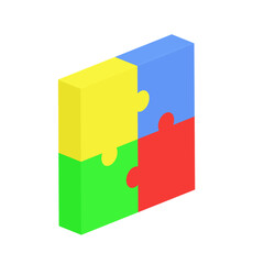 3D puzzle block icon in vibrant colors / Ícone de bloco de quebra-cabeça 3D em cores vibrantes