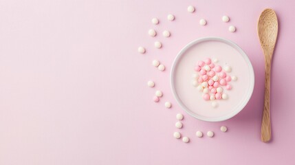 Soft pink pastel nutrition facts visuals, peaceful and relaxed, for parenting brands