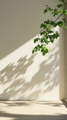Obraz premium Light and shadows on textured wall with tree branches near window with wooden floor