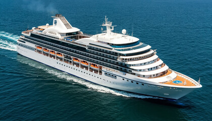Cruise liner sea view from above.