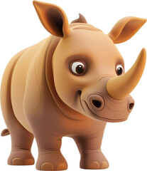 Naklejka premium Cartoon rhino in a light tan color against a black background.